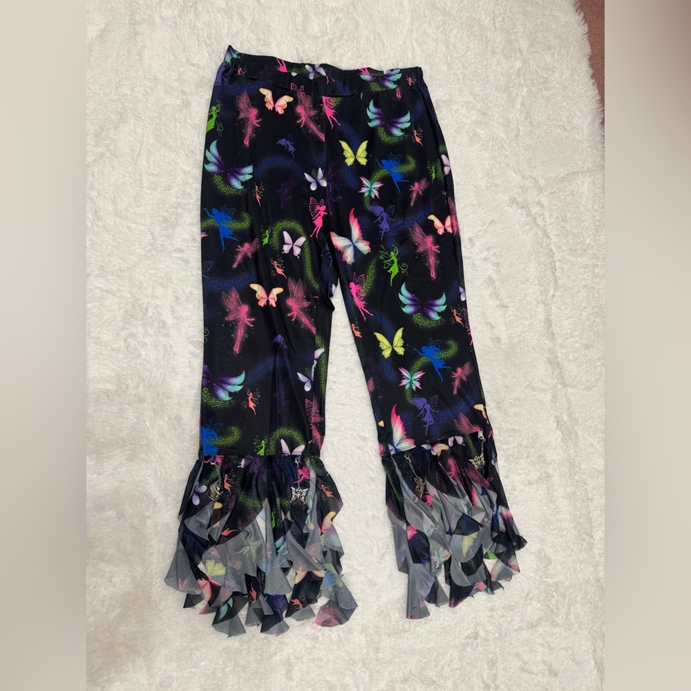 New 1xl black fairy leggings pants festival rave raver dance boho